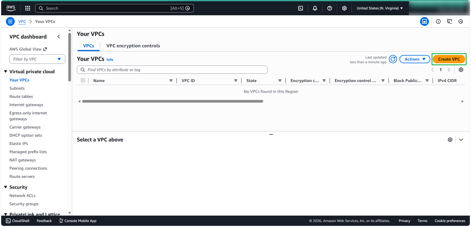 Create a VPC