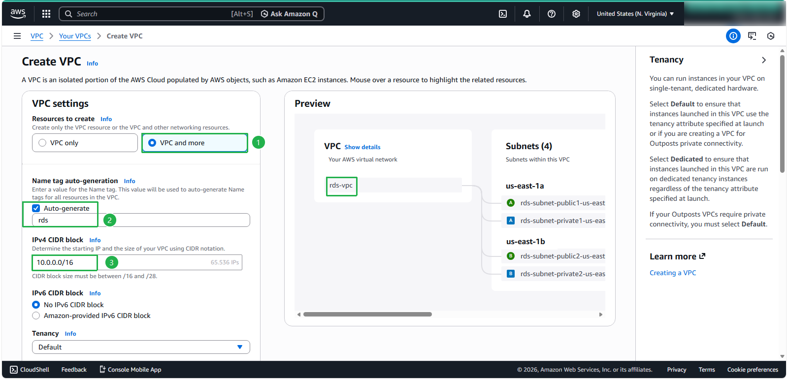 Create a VPC