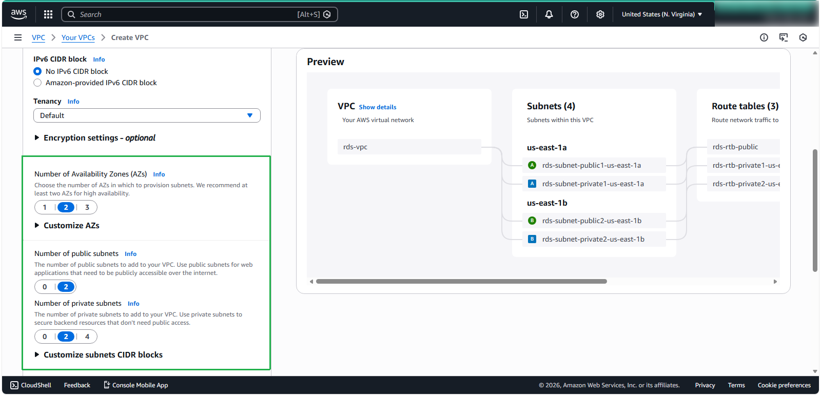 Create a VPC