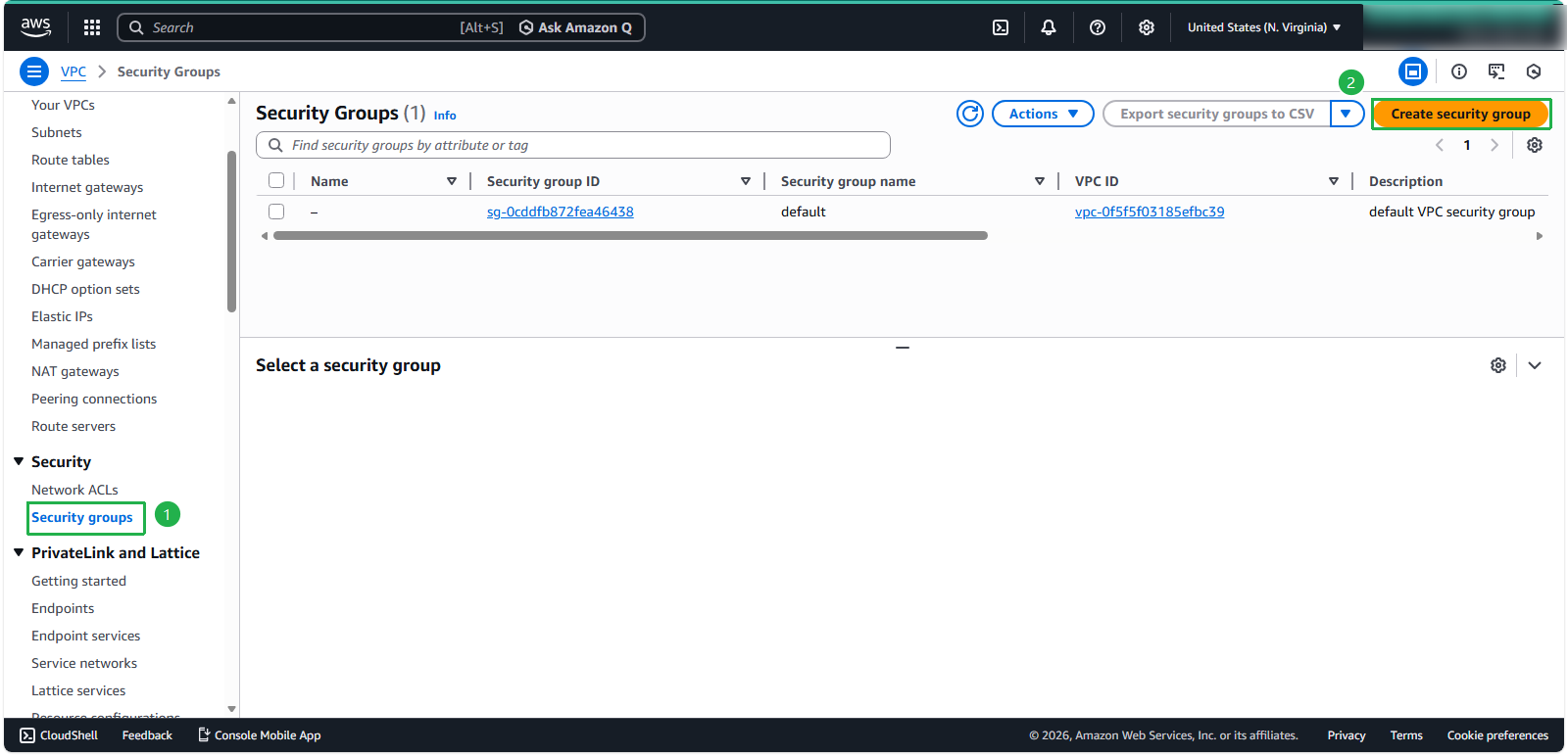 Create a Security Group