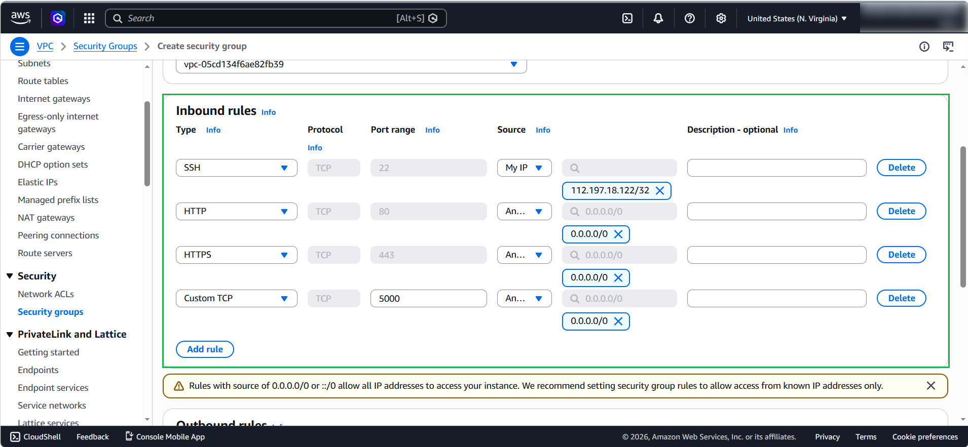 Create a Security Group