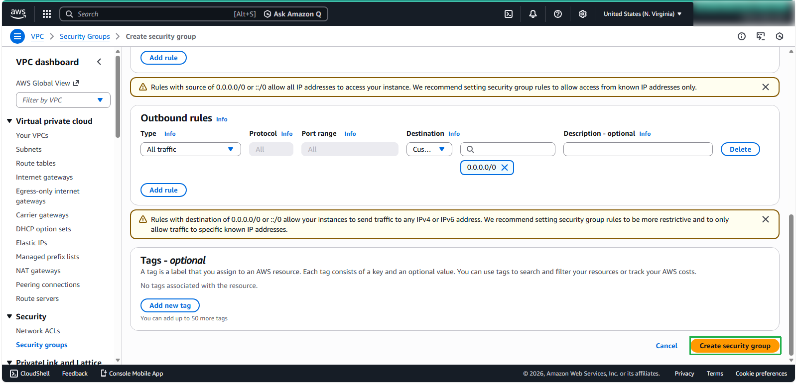 Create a Security Group
