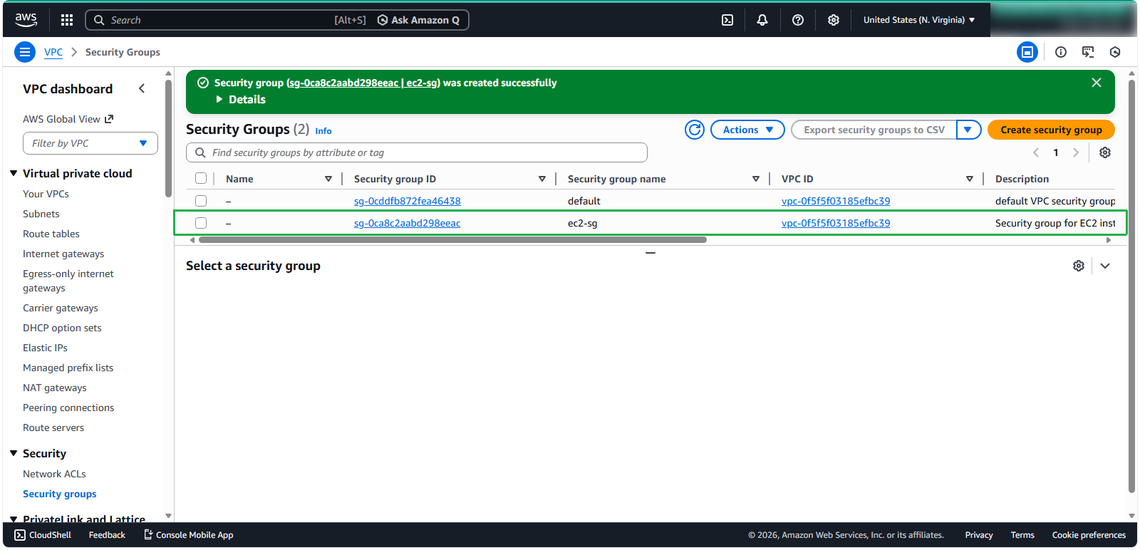 Create a Security Group