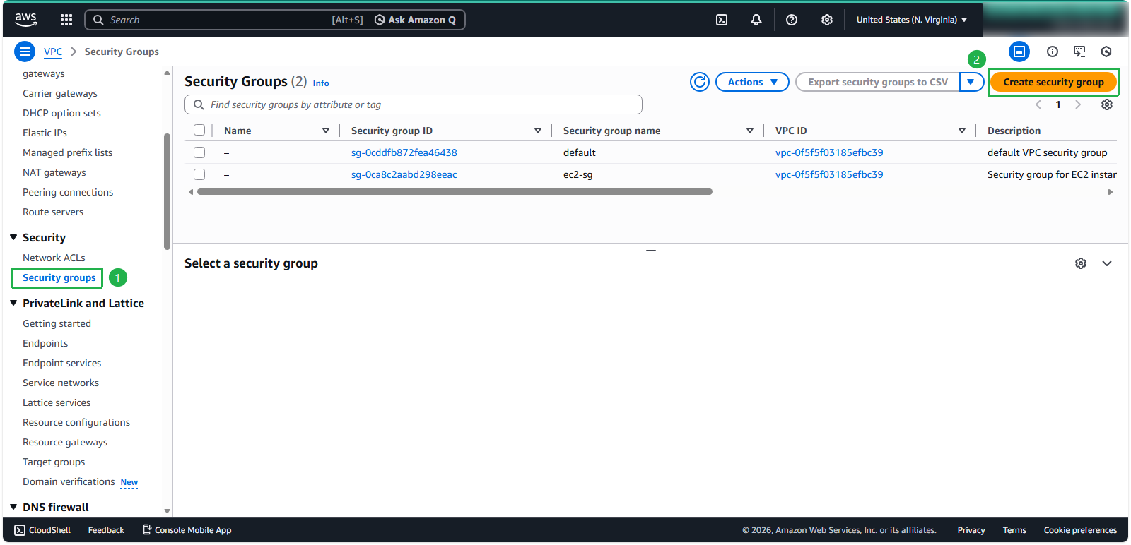 Create a Security Group