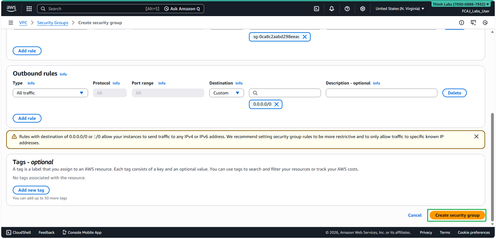 Create a Security Group