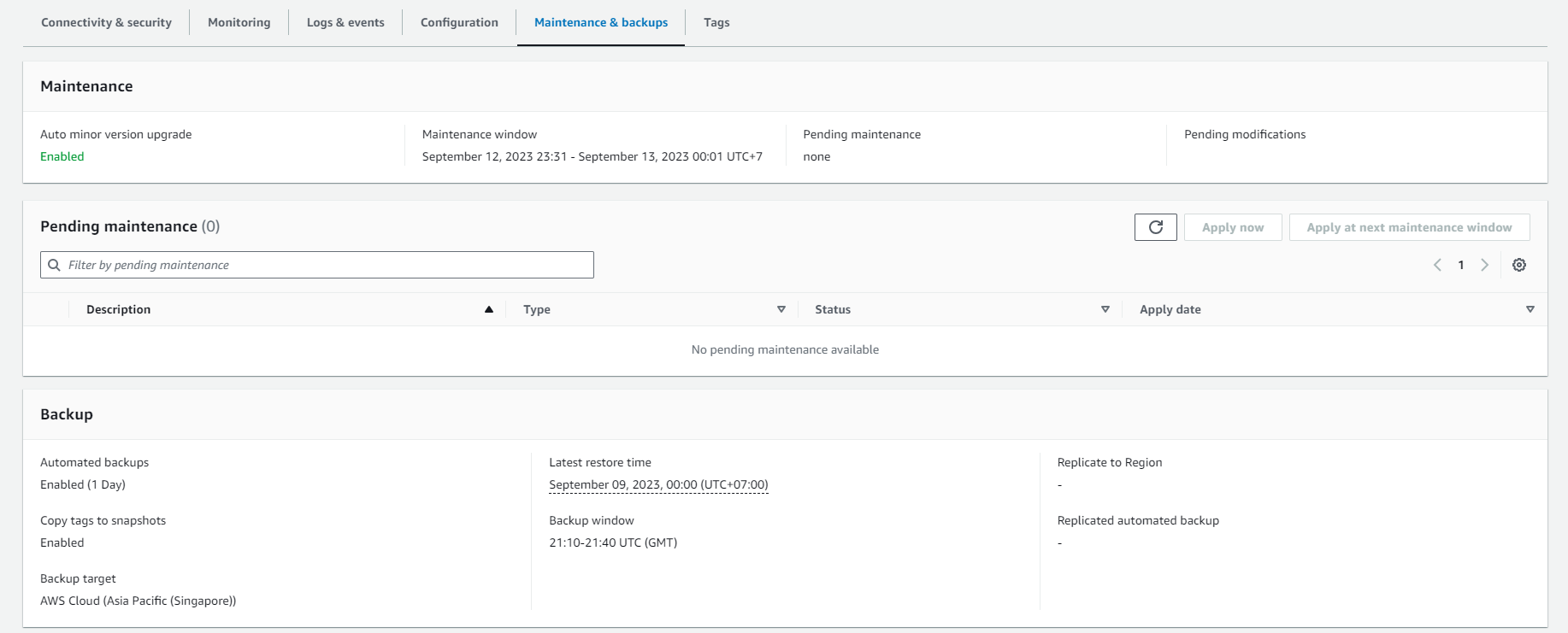 AWS RDS Backup